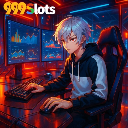 Imagem promocional da 999SLOTS mostrando a plataforma e suas vantagens