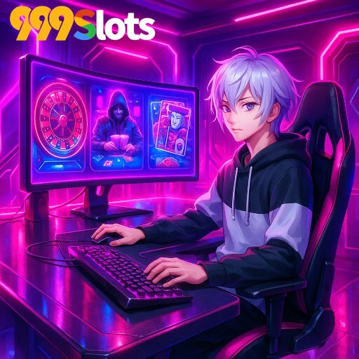 Imagem promocional da 999SLOTS mostrando a plataforma e suas vantagens